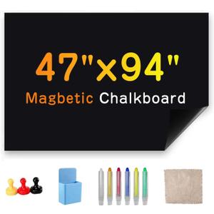 Magnetic Chalkboard Wallpaper Stick and Peel, 47" x 94"Chalk Board Contact Paper with Adhesive on Wall for School, Office, Kitchen Fridge, Drawing