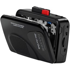 Cassette Player Tape Recorders AM/FM Radio, Portable Tape Player Records Built in Speakers Manual Record - 2AA Battery Or DC 5V Supply with 3.5MM Earphone- Black