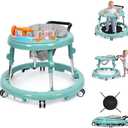 HolyBase Music and Lights Baby Walker Foldable with 9 Adjustable Heights, Baby Walker with Wheels Portable, Infant Toddler Walker for Baby Boy Girls 6-18 Months