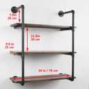 MBQQ Industrial Retro Pipe Shelf 30in 3 Tier Wall Mounted,Rustic Floating Shelves,Farmhouse Kitchen Bar Shelving,Home Decor Book Shelves,DIY Bookshelf Hanging Wall Shelves,Black