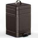 CEROELDA Small Trash Can with Lid-5L/1.3 Gal, Stainless Steel Outdoor Dog Poop Garbage Can-Farmhouse Retro Metal Waste Bin w/Step Pedal for Bathroom Bedroom Office-Soft Close-Brown