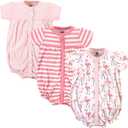 Hudson Baby Unisex Cotton Rompers (9-12 Months, Coral Flamingo)