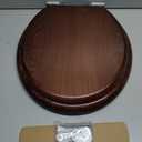Round Slow Close Wood Toilet Seat Support 400 lbs. Heavy Duty Wooden Toilet Seat with Natural Wood Veneer, Toilet Lid with Soft Close Chrome Hinges, Grip-Tight Bumpers Easy to Clean, Easy to Install