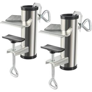 2pcs Heavy Duty Umbrella Clamp Galvanised Thickening Adjustable Deck Umbrella Mount Patio Balcony Railing Umbrella Holder for Deck Railing Bench Chair Clamp Beach Fishing Fence Benches Deck Tailgates