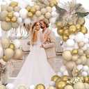 Archloon White Sand Gold Balloons Garland Arch Kit,192PCS White Nude Balloons with Metallic Chrome Gold Latex Balloons for Birthday Decorations