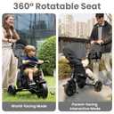 QPlay Toddler Bike Stroller for Baby 10 Months to 6 Years Old, 8-in-1 Foldable Stroller Bike for Toddlers 3-5 Boys & Girls Gifts Trike Adjustable Handle, Triple Footrest, Canopy & Storage Bag