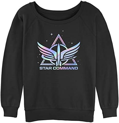Disney Pixar womens Pixar Lightyear Star Command Holographic Junior's Raglan Pullover With Coverstitch, S