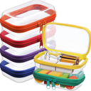 Sanwuta 6 Pcs Clear Hard Zipper Case Pencil Pouches Hard Plastic Zipper Pouches Makeup Bag Transparent Cases for Snacks Plastic Storage Organizer Box for Travel