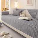 Velvet Couch Cover Sectional, Funny Fuzzy Pet Couch Covers for 2-3 Cushion Sofa, Plush Warm Sofa Covers for Pets Washable, Non-slip Couchs Cover for Pets & Kids(1PC, Light Grey, 35.4"×71")