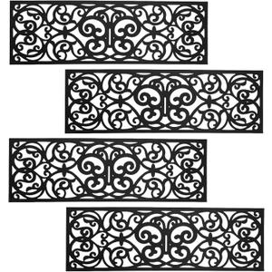 Hedume 4 Pack Rubber Stair Mats, Non Slip Stair Treads Mat, Rubber Scroll Doormat for Outdoor, Indoor, Entrance, Stairs (29" x 9.5")