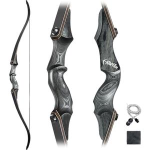 Obert Original Black Hunter Takedown Recurve Bow 60inch with Bamboo Core Limbs Archery Hunting Target Practice