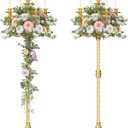 mopam 2Pcs Gold Floor Candelabra, 5 Arms Antique Candlestick Holder