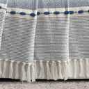 Lush Decor Herringbone Stripe Woven Tassel Yarn Dyed Cotton Tassel Throw Blanket 50" W x 60" L Navy & White - Striped Throw Blankets - Blue Couch Blanket