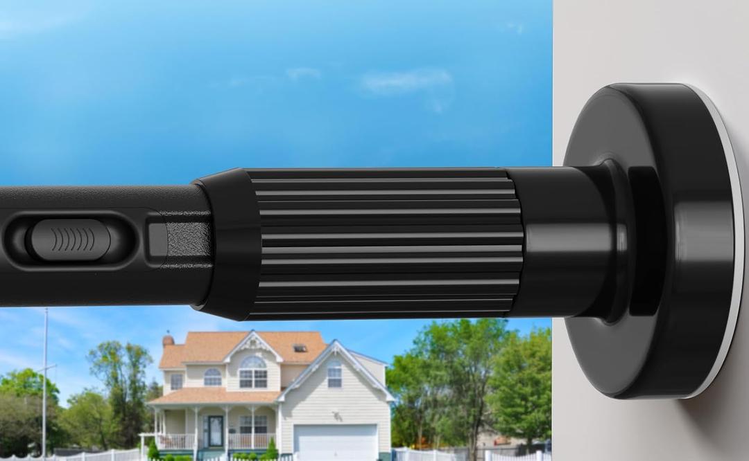 AIZESI 41-124 Inch Heavy Duty Black Tension Curtain Rod - No Drilling, Adjustable, Rust-Resistant for Outdoor, Living Room, Window, Bathroom