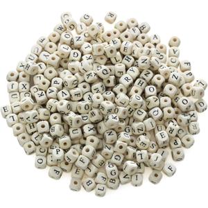 BetterJonny Natural Square Wooden Beads - 600pcs Alphabet Letter Beads for Jewelry Making and DIY Projects (10mm)