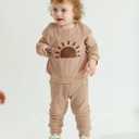 Toddler Baby Boy Clothes Infant Long Sleeve Bear Print Tops + Pants Sweatsuit Outfits (3-6 Months, Khaki)