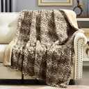 DREAMNINE Luxury Brown Cheetah Print Faux Rabbit Fur Blanket for Couch 50" x 60",Decorative Soft Thick Fluffy Leopard Furry Blankets, Warm Blankets for Winter,Animal Print Cozy Chic Fuzzy Lap Blanket