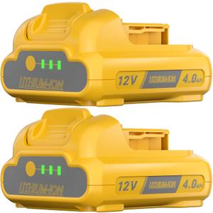 Replacement for Dewalt 12V Battery DCB120 4.0Ah - Replacement for DCB120, DCB121, DCB127 DCB124 - Lithium-Ion Rechargeable Batteries for Dewalt 12volt Cordless Tools 2-Pack