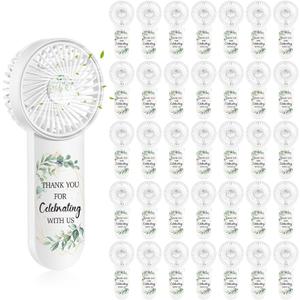 CroBlissful 48 Pack Mini Handheld Fans Wedding Favors for Guests Bulk | Greenery Portable Wedding Fan Battery Powered for Outdoor Summer Beach Garden Wedding Ceremony Bridal Shower Supplies