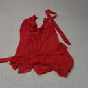 Foxiny Sexy Halter Open Front Ruffle Sheer Mesh Lace Babydoll Lingerie Dress with Thong 2 Piece Women See Through Panty Chemise Negligee Red, X-Large