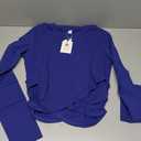 LASLULU, Womens Long Sleeve Shirts Blue, M