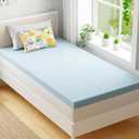 EGOHOME 2 Inch Twin Memory Foam Mattress Topper, Cooling Gel Infused & Pressure Relieving Pad in a Box, Dorm Room Essentials, CertiPUR Certified, Blue