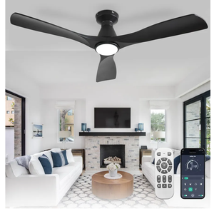 Depuley 52-Inch Ceiling Fan with Light: Black 3 Blade Outdoor Fans for Patios - Dimmable Indoor Fan with Remote APP Control Ultra Quiet DC Motor Reversible 6 Speed Timer