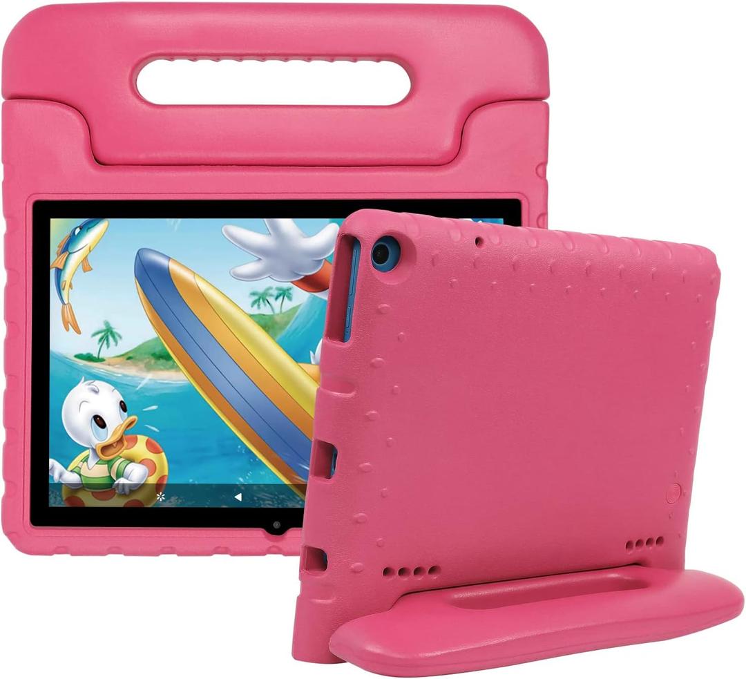 Bolete Kids Case for Onn 10.1 Tablet Gen 3 (2022 Model:100071485), with Handle EVA Foam Shockproof Washable Cover for Onn 10.1 Inch Android Tablet Gen 3 Case, for Adults, Children (Hot Pink)