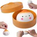 Dumpling Stress Balls for Adults, Dumpling Squishies Toys for Kids, Sensory Toys, Squeeze Dough Ball Stress Relief Toy, Squishy Fidget Toys, Stretchy Stress Ball Squish Toys for ADHD