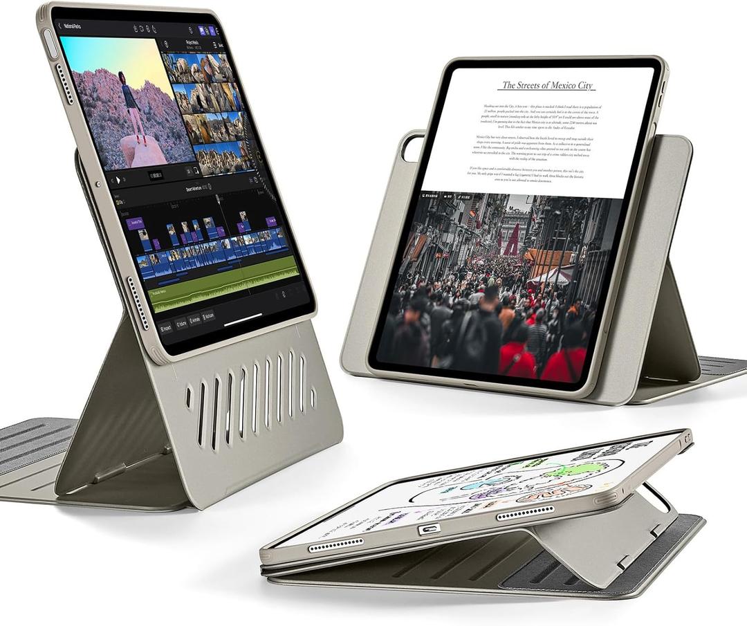 ESR for iPad Air 11 Inch Case M3/M2 (2025/2024), iPad Air 5th/4th Gen Case (2022/2020) 10.9 Inch, Removable Magnetic Cover, Adjustable Portrait/Landscape Stand, 9 Standing Angles, Titanium
