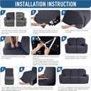 TAOCOCO Recliner Sofa Covers Stretch Reclining Couch Cover, Jacquard Recliner Couch Cover for 3 Seat Furniture Protector Sofa Slipcovers with Elastic Bottom for Kids, Pets (Dark Grey)