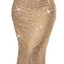 Women's Formal Evening Gown Elegant Rhinestone Long Prom Dress Wedding Guest Party Cocktail Bridesmaid Maxi Dress, M