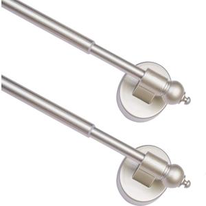Magnetic Curtain Rods,Multi-Use Adjustable Appliance for Metal Doors,Windows,No Tools Needed9-16 InchNickel2 Pack