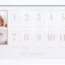 Pearhead My First Year Photo Moments Frame, Baby Monthly Milestone Photo Collage with 13 Inserts, Gender-Neutral Nursery Keepsake, White Frame with Beige Mat
