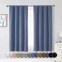 Denim Blackout Curtains for Bedroom Living Room 54 Inch Length 2 Panels Set, Soft Solid Thermal Insulated Room Darkening Curtains Drapes, Modern Rod Pocket Design, Denim, 2PCS Each 40"Wx54"L