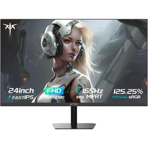 24 Inch Gaming Monitor FHD 1080P Fast IPS 165Hz, 125% sRGB 1ms HDR Zero-Frame Computer Monitor, HDMI 2.0, DisplayPort 1.4, FreeSync & G-Sync, Tilt, VESA Compatible, Eye Care (Black)
