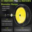 4.80/4.00-8 wheelbarrow tire, 16" Flat Free Solid Tire and Wheel, 3" Centered Hub, 5/8" & 3/4" Bearings, Universal Replacement for Garden Carts Wagon Wheel Barrow, 2 Pack