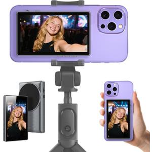 Zoomable Selfie Monitor Screen for iPhone - Magnetic Wireless Back Camera Mirroring 4K 30fps Recording with Speaker 3 Brightness for Selfie Vlog Live Stream (Not for iPhone17 Series & Google Pixel)