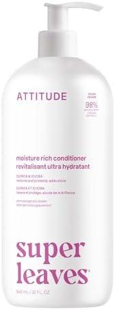 6 Pack of ATTITUDE Moisture Rich Hair Conditioner, For Dry and Damaged Hair, Naturally Derived Ingredients, Vegan Detangler, Dermatologiocally Tested, Quinoa and Jojoba, 32 Fl Oz