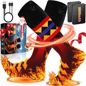 Heated Socks for Men Women, 5000mAh 5V Upgrade Rechargeable Electric Heating Socks Up to 11 Hours, 3 Heating Settings Foot Warmer Washable for Fishing,Skiing, Riding, Camping, Hunting
