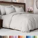 Duvet Cover King Size - Extra Soft King Size Duvet Cover - Lightweight & Breathable - Easy Care & Fade Free with Zipper Closures & Ties - 104" x 90" Inches - (French Grey) Comforter Not Included