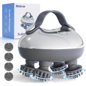 Portable Electric Scalp Massager  Rechargeable IPX7 Waterproof Head Massager w/ 100 Kneading Nodes, 3 Speed Modes, 2 Massage Styles, 8 Claws for Face Cleansing, Scalp Massage & FullBody Relaxation