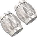 2PCS Exhaust Flex Pipe Stainless Steel Double Braid Long Heavy Duty 3''Inch x 4''Inch w/Ends 4'' inch Long
