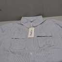 OMSJ Women's Striped Button Down Shirts Casual Long Sleeve Stylish V Neck Blouses Tops with Pockets XL