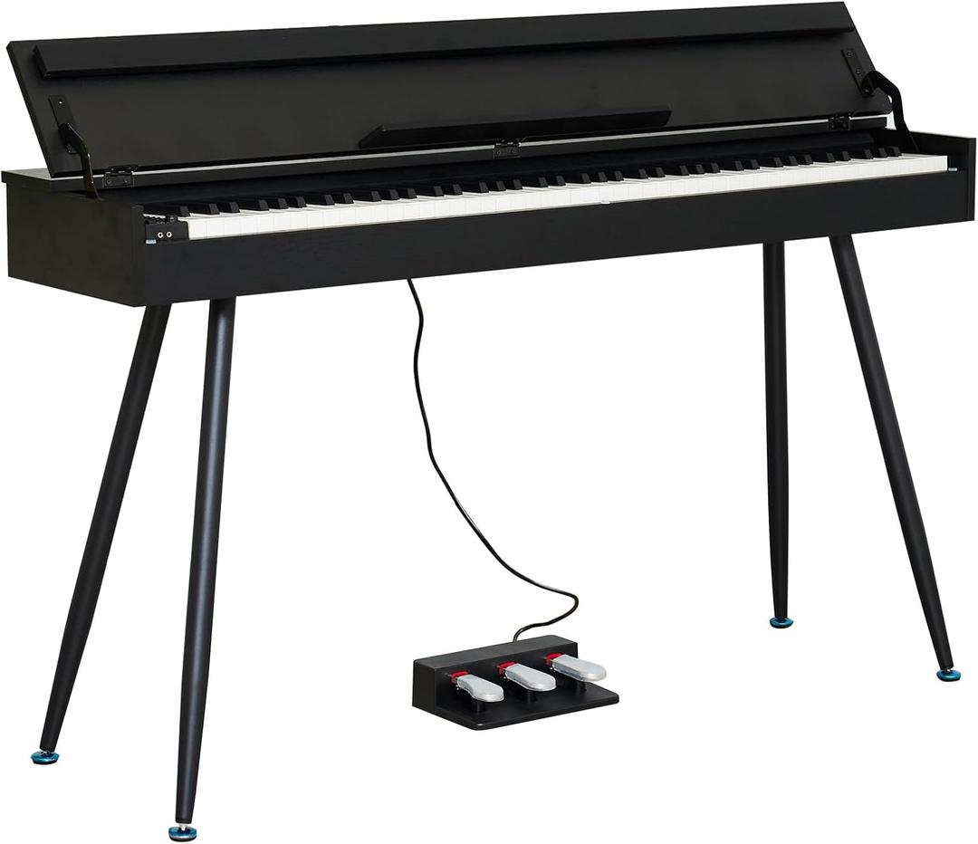 Digital Piano 88 Key Weighted Keyboard,Full-Size Desk Progressive Hammer-Action Electric Piano For Beginners, With Sheet Music Stand, Pedal,Power Adapter, Headphone Mode, Usb-Midi (Black)