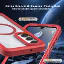 for Samsung Galaxy A16 5G Case, [Transparent & Holster Series] Belt Clip Full Body Shockproof Protective Cell Phone Cover with 2 Pack Tempered Glass Screen Protector (Red/Clear)