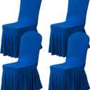 Dimatic Dining Room Chair Covers Set of 2, Stretch Parsons Slipcovers with Skirt Super Fit Spandex Chair Seat Protector Cover for Dining Room, Hotel, Ceremony (Blue)