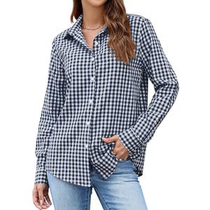 Button Down Shirt for Women Spring Summer Tops Long Sleeve Business Dressy Casual Blouses Collared Work Outfits Clothes, Size 2XL