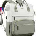 Laptop Backpack Women Work Bag: 15.6 inch Work Bookbag with USB Charging Port Large Travel Backpack Purse for College Nurse Casual Daypack for Teacher Professional Computer Backpack Beige Light Green