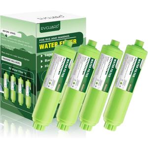 2 x RVGUARD Inline RV Water Filter, Reduces Odors, Bad Taste, Rust, Chlorine, Ideal for RV and Marine use, 4 Pack